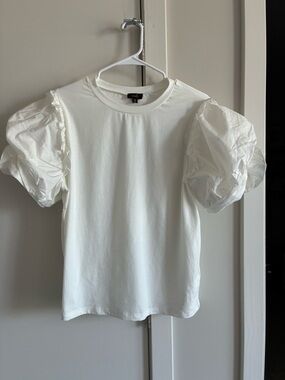 Women's Puff flower Sleeve Tee - White